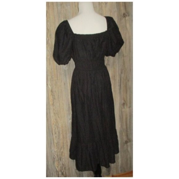 Dizzy Lizzy Women's Black Peasant Style Short Slv Dress Ruffles Size Medium Boho - Picture 3 of 13